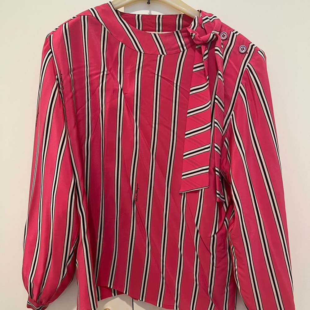 SALVATORE FERRAGAMO Vintage Pink Silk Blouse